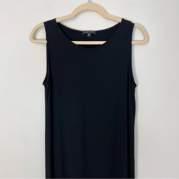 Eileen Fisher A Line Midi Dress Black Small Capsule Wardrobe Staple Classic - Picture 2 of 3
